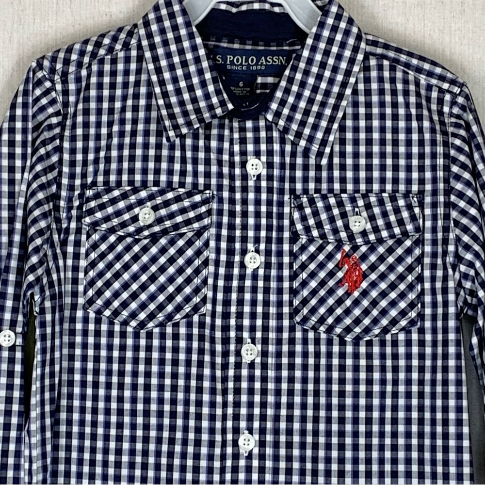 U.S. Polo Assn~NWT~Boy’s 2 Piece Plaid Button Up Shirt/Khaki Pant Set~Sz 6 - Picture 3 of 15